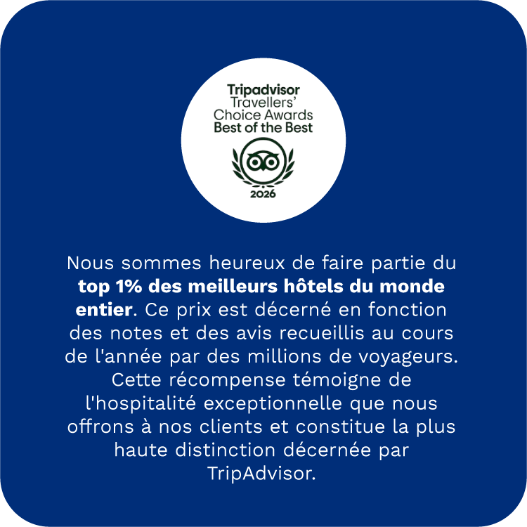 Prix Tripadvisor Travellers’ Choice Best of the Best 2026 Hôtel Monsieur Jean Québec parmi les meilleurs hôtels au monde