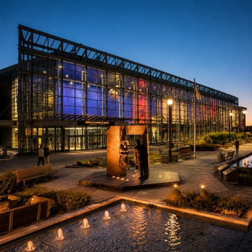 Architecture moderne du Centre des congrès de Québec dans une ambiance urbaine et événementielle