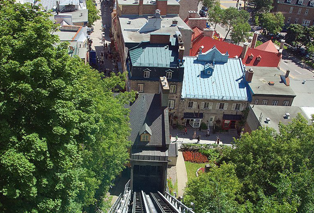 Funicular connecting Lower Town with Dufferin Terrace in Old Quebec